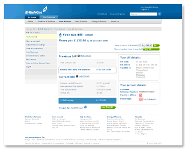 online bill screen shot online bill screen shot